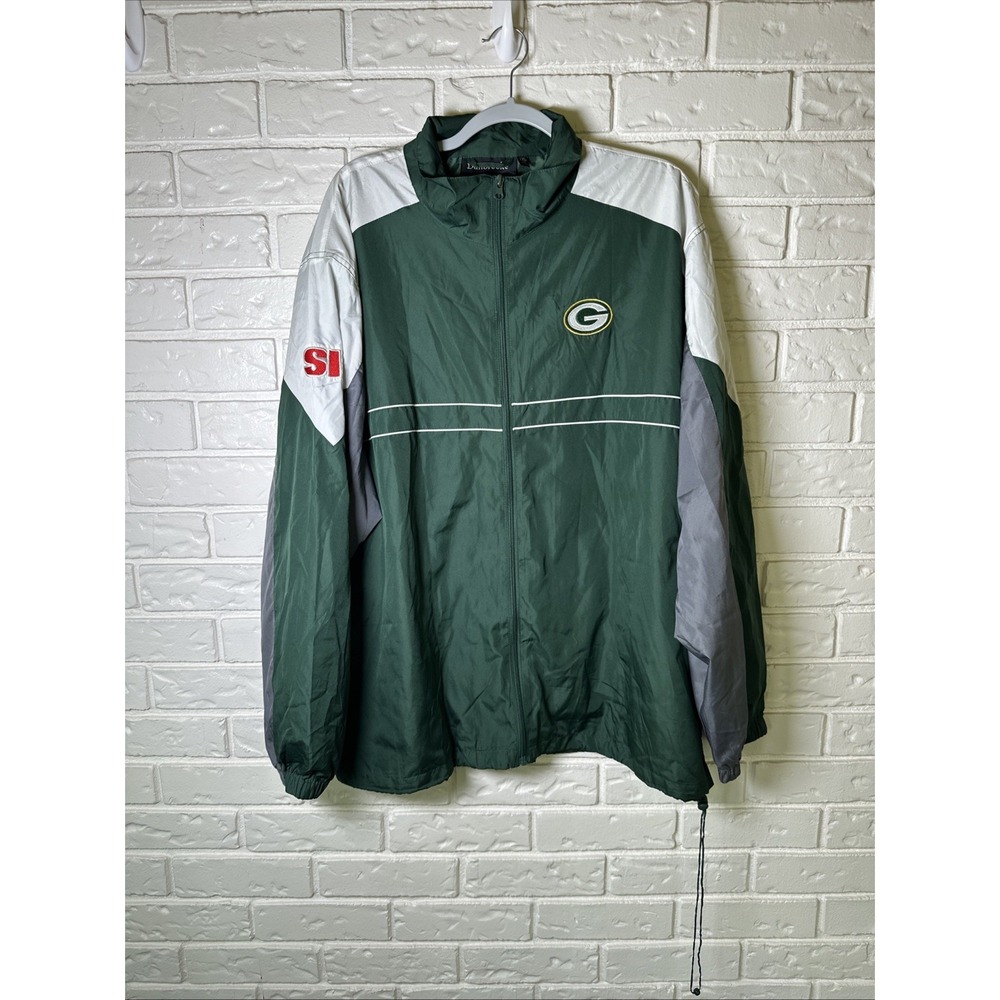 Green Bay Packers Windbreaker Size 2XL NFL Football Full Zip Dunbrooke